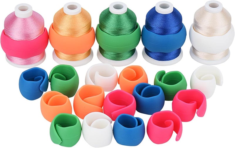 simthread 20pcs Upgraded Thread Holder/Spool Huggers Compatible with Larger spools- Keep Thread Spool Neat&Organized for Sewing and Embroidery Machine Thread Spools - Image 1